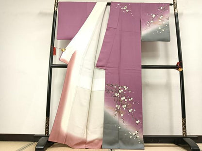 平和屋着物●訪問着　枝花文　暈し染め　金彩　正絹　逸品　AABL3339fy