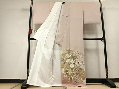 平和屋着物●豪華色留袖　刺繍　草花文　暈し染め　金糸　金銀彩　正絹　逸品　AABL3342fy