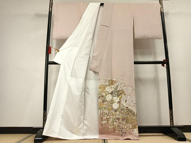 平和屋着物●豪華色留袖　刺繍　草花文　暈し染め　金糸　金銀彩　正絹　逸品　AABL3342fy