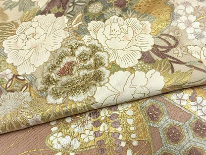 平和屋着物●豪華色留袖　刺繍　草花文　暈し染め　金糸　金銀彩　正絹　逸品　AABL3342fy