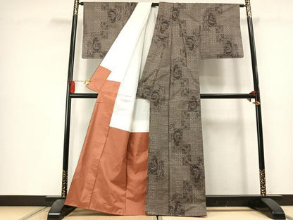 平和屋着物●本場大島紬　9マルキ　色紙重ね花文　正絹　逸品　未使用　AABL3343fy