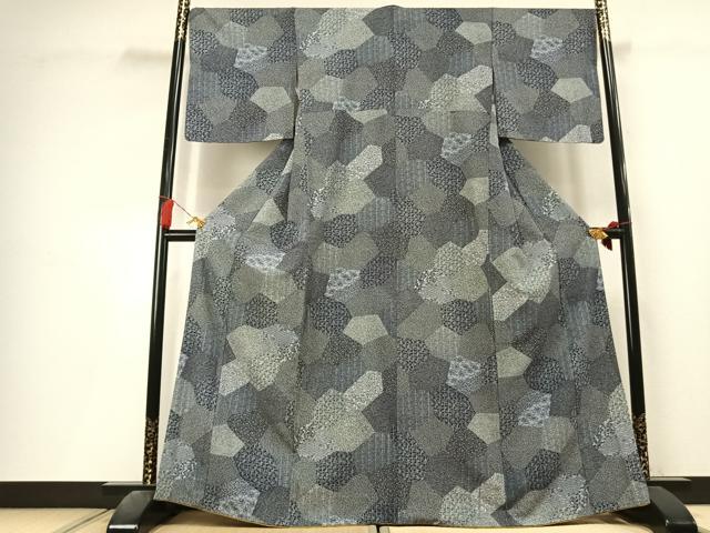 平和屋着物●上質な小紋　切嵌文　正絹　逸品　AABL3348fy
