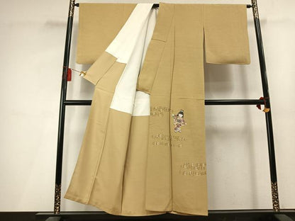 平和屋着物●京童人形絵師　高橋翠延　色留袖　人物文　金銀彩　正絹　逸品　AABL3349fy