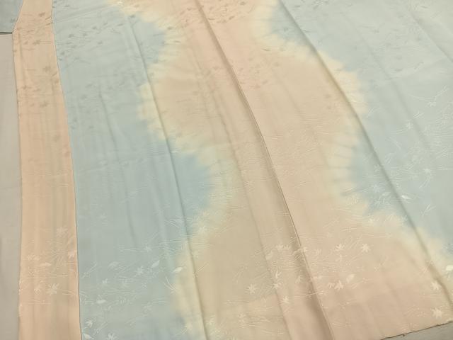 平和屋着物●長襦袢　無双仕立て　舞葉地紋　暈し染め　正絹　逸品　AABL3350fy