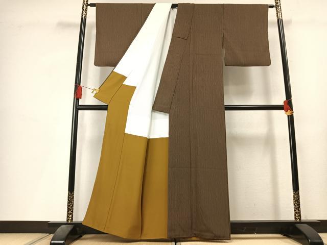 平和屋着物●上質な小紋　よろけ縞　正絹　逸品　AABL3352fy