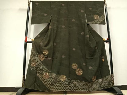 平和屋着物●訪問着　作家物　刺繍　雪輪花文　金銀彩　正絹　逸品　AABL3353fy