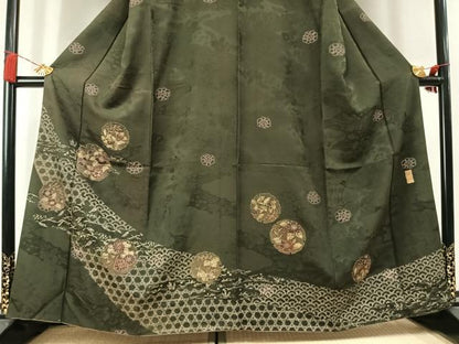 平和屋着物●訪問着　作家物　刺繍　雪輪花文　金銀彩　正絹　逸品　AABL3353fy