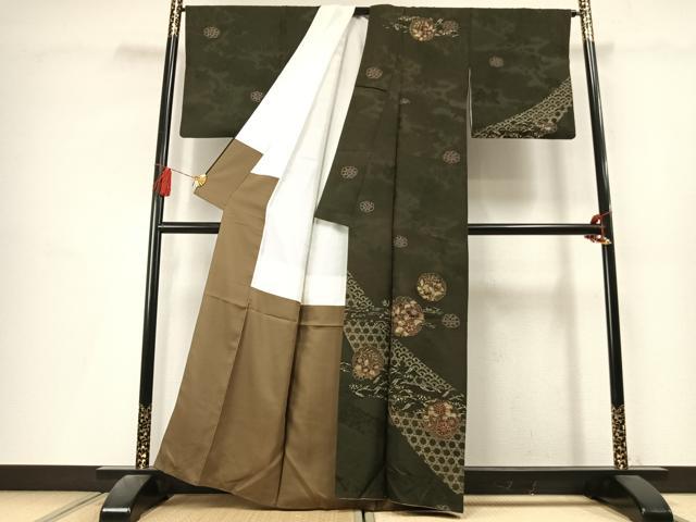 平和屋着物●訪問着　作家物　刺繍　雪輪花文　金銀彩　正絹　逸品　AABL3353fy