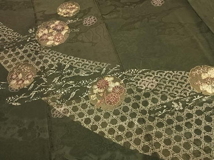 平和屋着物●訪問着　作家物　刺繍　雪輪花文　金銀彩　正絹　逸品　AABL3353fy