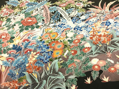 平和屋着物●豪華黒留袖　友禅　作家物　花鳥文　正絹　逸品　AABL3354fy