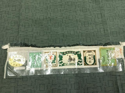 平和屋着物●結城紬　100亀甲　幾何学文様　証紙付き　正絹　逸品　未使用　AABL3355fy