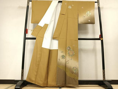 平和屋着物●訪問着　中国三大刺繍　スワトウ刺繍　汕頭刺繍　吉祥花鳥文　暈し染め　金銀彩　正絹　逸品　AABL3357fy