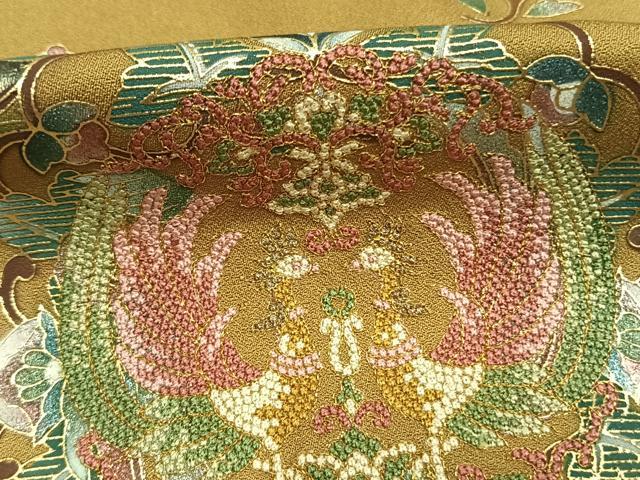 平和屋着物●訪問着　中国三大刺繍　スワトウ刺繍　汕頭刺繍　吉祥花鳥文　暈し染め　金銀彩　正絹　逸品　AABL3357fy