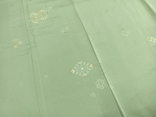 平和屋着物●訪問着　総刺繍　吉祥花文　金銀糸　正絹　逸品　AABL3358fy