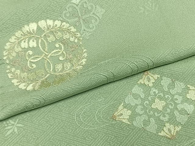 平和屋着物●訪問着　総刺繍　吉祥花文　金銀糸　正絹　逸品　AABL3358fy