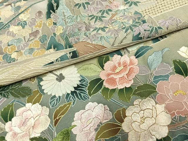 平和屋着物●豪華色留袖 中国三大刺繍 スワトウ刺繍 汕頭刺繍 総刺繍 麗光刺繍 風景花文 暈し染め 金糸 正絹 逸品 AABL3361fy