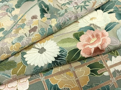 平和屋着物●豪華色留袖 中国三大刺繍 スワトウ刺繍 汕頭刺繍 総刺繍 麗光刺繍 風景花文 暈し染め 金糸 正絹 逸品 AABL3361fy
