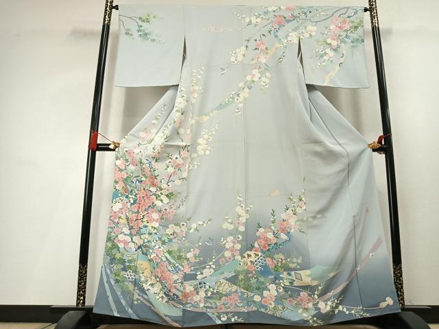 平和屋着物●日本画家　白鳥映雪　訪問着　花鳥文　暈し染め　正絹　逸品　AABL3362fy