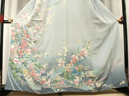 平和屋着物●日本画家　白鳥映雪　訪問着　花鳥文　暈し染め　正絹　逸品　AABL3362fy
