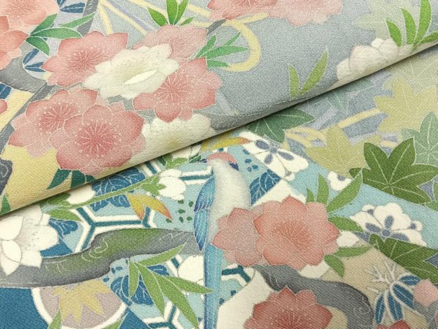 平和屋着物●日本画家　白鳥映雪　訪問着　花鳥文　暈し染め　正絹　逸品　AABL3362fy