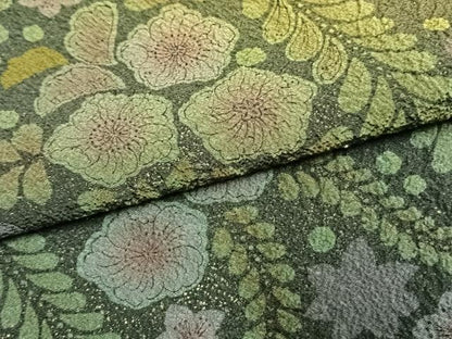 平和屋着物●訪問着　辻が花　絞り　褐色　暈し染め　金彩　正絹　逸品　未使用　AABL3364fy