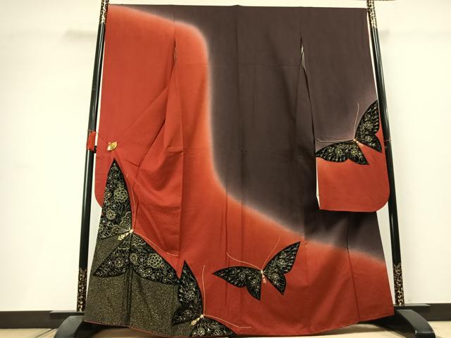 平和屋着物●豪華振袖　刺繍　舞蝶文　暈し染め　金銀糸　やまと誂製　正絹　逸品　AABL3366fy