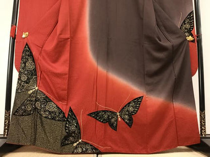 平和屋着物●豪華振袖　刺繍　舞蝶文　暈し染め　金銀糸　やまと誂製　正絹　逸品　AABL3366fy