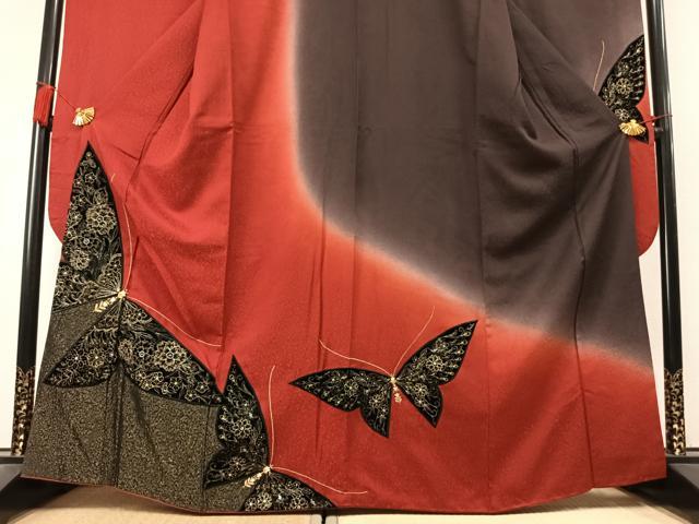 平和屋着物●豪華振袖　刺繍　舞蝶文　暈し染め　金銀糸　やまと誂製　正絹　逸品　AABL3366fy