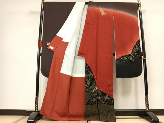 平和屋着物●豪華振袖　刺繍　舞蝶文　暈し染め　金銀糸　やまと誂製　正絹　逸品　AABL3366fy