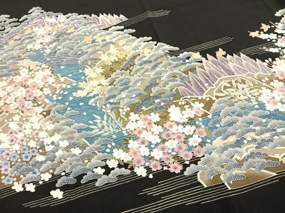 平和屋着物●本加賀友禅作家　庄田和晃　黒留袖　花鳥文　正絹　逸品　未使用　AABL3368fy
