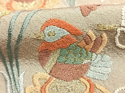 平和屋着物●豪華色留袖　中国三大刺繍　相良刺繍　総刺繍　花鳥文　金糸　正絹　逸品　AABL3374fy