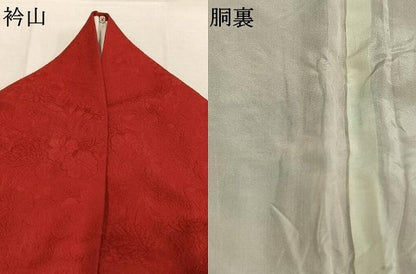 平和屋着物●豪華振袖　色無地　辻が花地紋　茜色　正絹　逸品　AABL3375fy