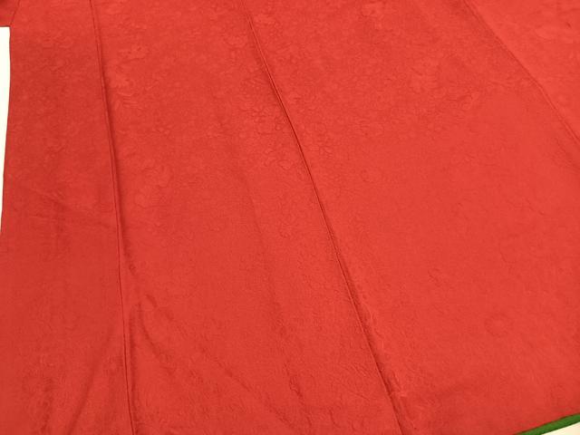 平和屋着物●豪華振袖　色無地　辻が花地紋　茜色　正絹　逸品　AABL3375fy