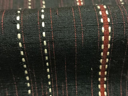 平和屋着物●上質な紬　刺し子　縞　正絹　逸品　AABL3379fy