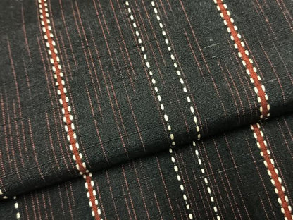 平和屋着物●上質な紬　刺し子　縞　正絹　逸品　AABL3379fy