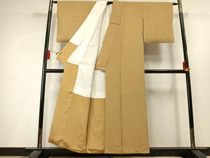 平和屋着物●上質な色無地　枯色　正絹　逸品　AABL3381fy