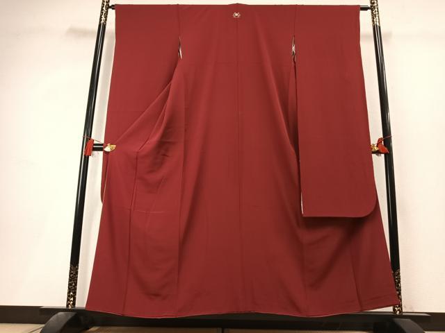 平和屋着物●豪華振袖　色無地　蘇芳色　正絹　逸品　AABL3385fy