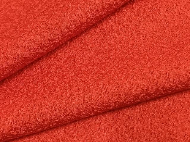平和屋着物●小振袖　二尺袖　色無地　紋意匠　赤丹色　洗える着物　AABL3389fy