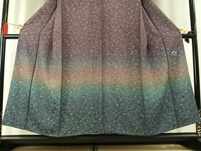 平和屋着物●訪問着　お召地　草花文　暈し染め　正絹　逸品　AABL3390fy