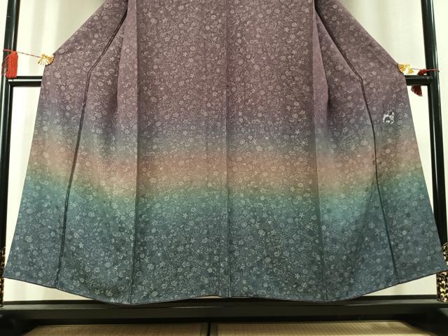 平和屋着物●訪問着　お召地　草花文　暈し染め　正絹　逸品　AABL3390fy