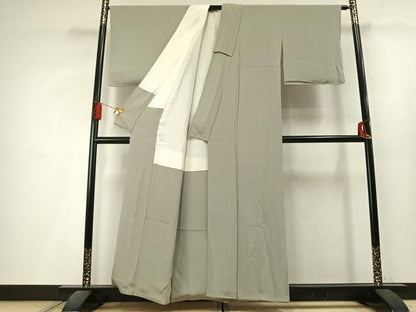 平和屋着物●上質な色無地　柳鼠色　正絹　逸品　未使用　AABL3392fy