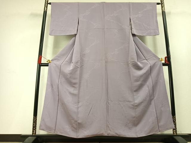 平和屋着物●上質な色無地　道長流水地紋　白藤色　正絹　逸品　AABL3393fy