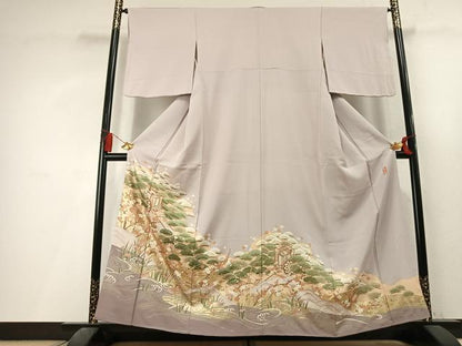 平和屋着物●豪華色留袖　作家物　駒刺繍　御所車花鳥文　暈し染め　金彩　正絹　逸品　AABL3394fy