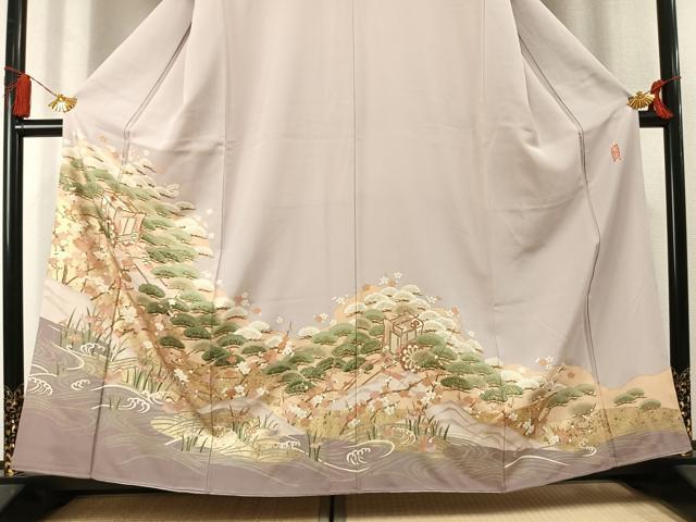 平和屋着物●豪華色留袖　作家物　駒刺繍　御所車花鳥文　暈し染め　金彩　正絹　逸品　AABL3394fy