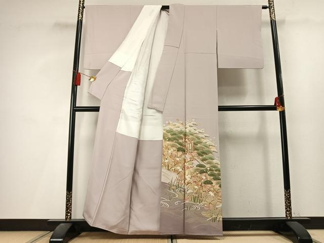 平和屋着物●豪華色留袖　作家物　駒刺繍　御所車花鳥文　暈し染め　金彩　正絹　逸品　AABL3394fy