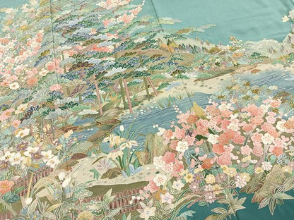 平和屋着物●豪華色留袖 中国三大刺繍 スワトウ刺繍 汕頭刺繍 総刺繍 芳州刺繍 作家物 松竹梅 暈し染め 金糸 ロング丈 逸品 AABL3395fy