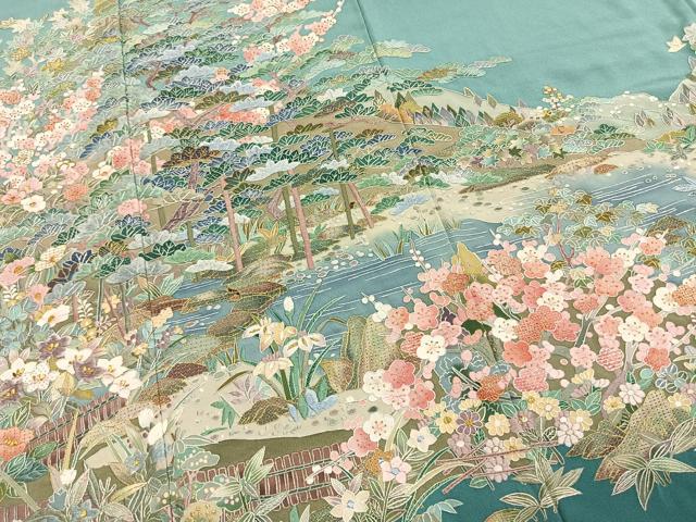 平和屋着物●豪華色留袖 中国三大刺繍 スワトウ刺繍 汕頭刺繍 総刺繍 芳州刺繍 作家物 松竹梅 暈し染め 金糸 ロング丈 逸品 AABL3395fy