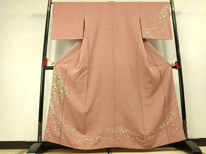 平和屋着物●訪問着　刺繍　枝桜　金糸　金彩　正絹　逸品　AABL3396fy