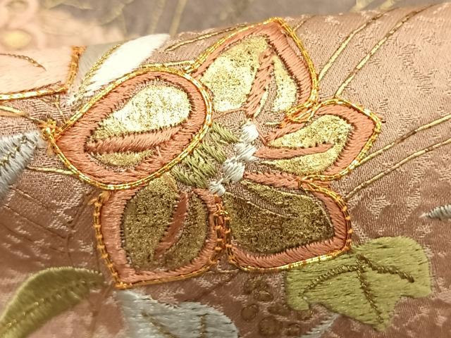 平和屋着物●訪問着　絞り　駒刺繍　草花文　金糸　金彩　さが美扱い　正絹　逸品　AABL3398fy