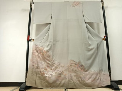 平和屋着物●訪問着　中国三大刺繍　スワトウ刺繍　汕頭刺繍　総刺繍　風景花文　暈し染め　正絹　逸品　AABL3399fy